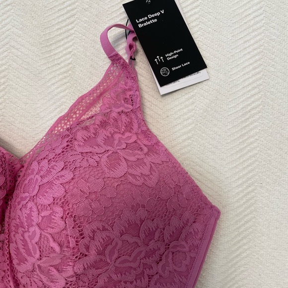 Knix Lace Deep V Bralette in Pink Size XL - Picture 2 of 5